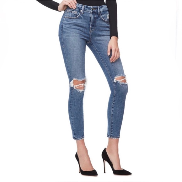 GOOD AMERICAN Good Legs High Waist Crop Skinny Jeans NEW Size 28 - Picture 2 of 6